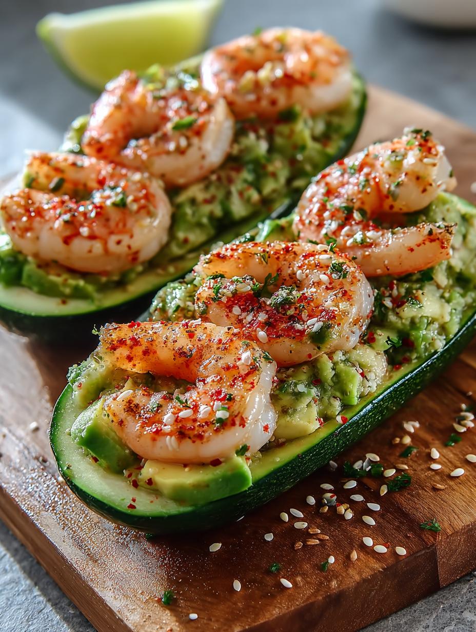 Shrimp Avocado Cucumber Boats