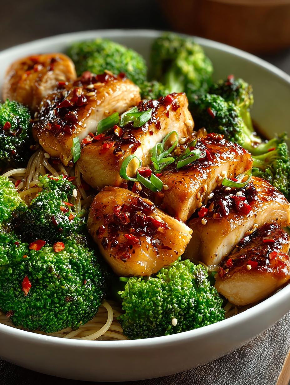 Delicious Spicy Garlic Chicken Broccoli Noodle Bowls - Spicy Garlic Chicken Broccoli - main visual representation