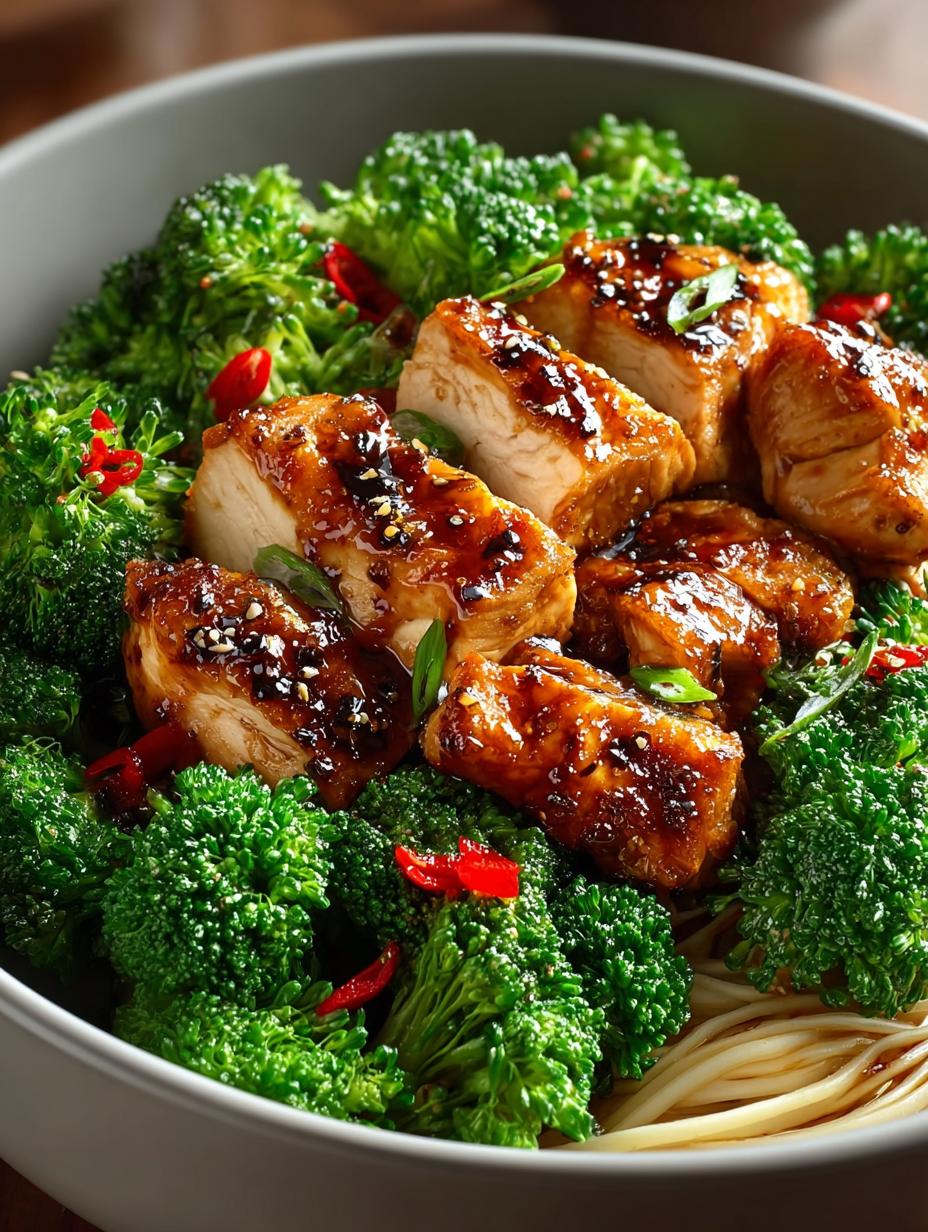 Delicious Spicy Garlic Chicken Broccoli Noodle Bowls - Spicy Garlic Chicken Broccoli - additional detail