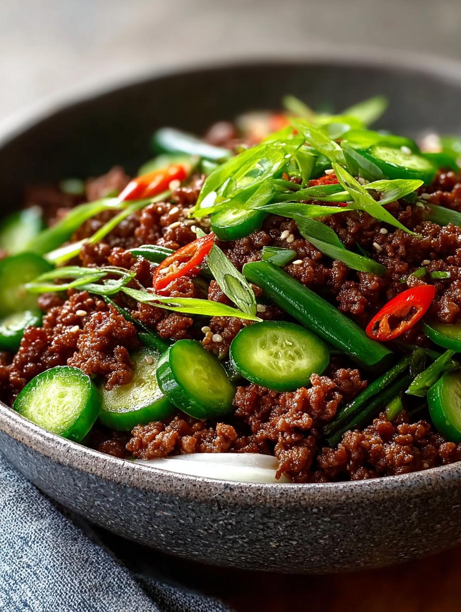 Delicious Spicy Korean Ground Beef with Cucumber Salad - Spicy Korean Ground Beef - additional detail