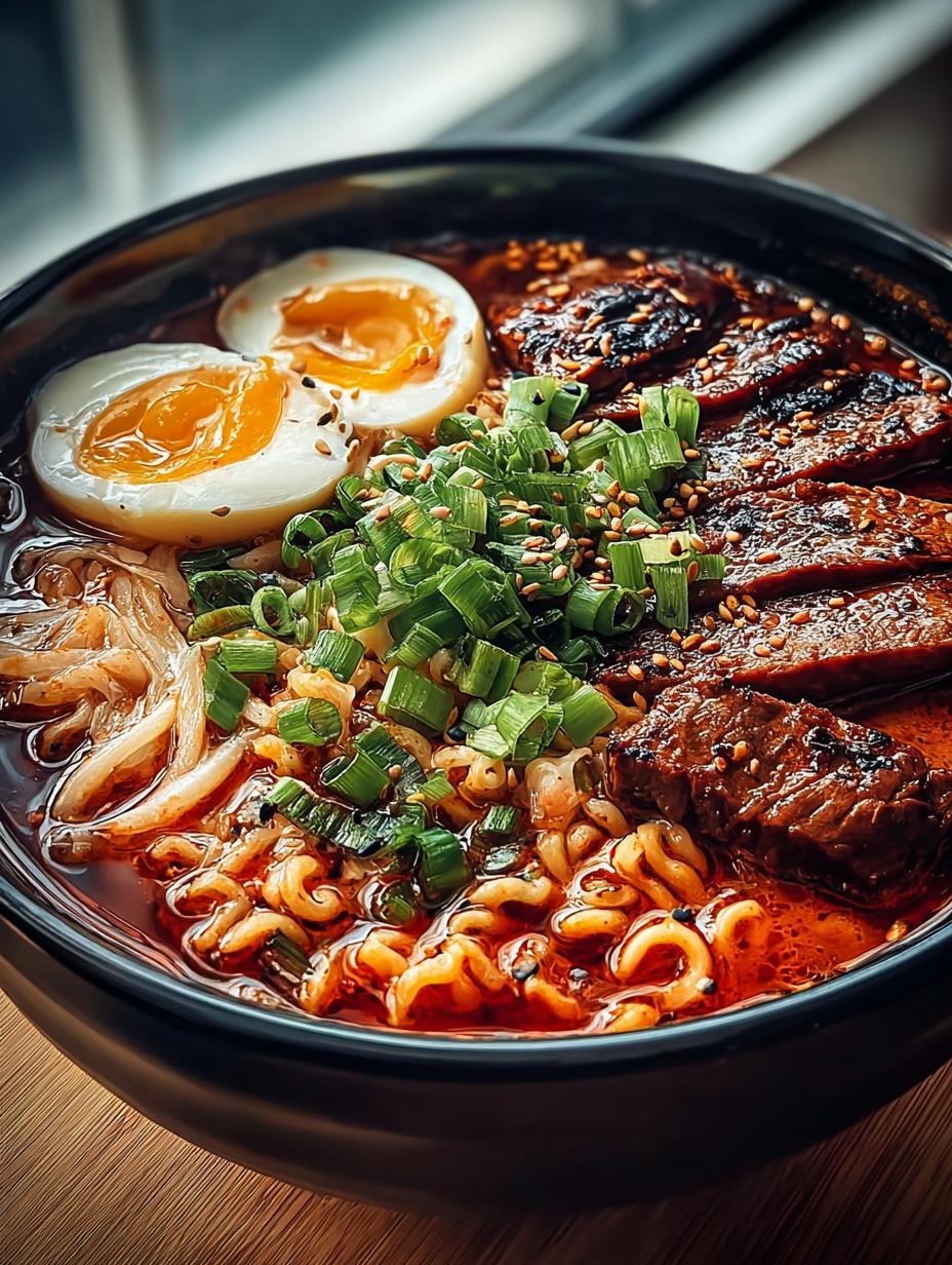 Spicy Korean Ramen with Grilled Beef & Creamy Sauce 5 Spicy Korean Ramen with Grilled Beef & Creamy Sauce - Spicy Korean Ramen with - additional detail