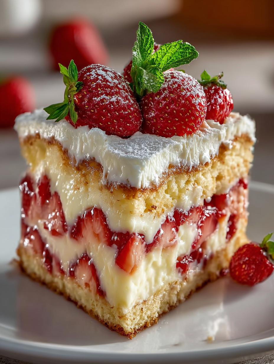 Delightful Strawberry Custard Delight Cake Recipe - Strawberry Custard Delight Cake - additional detail