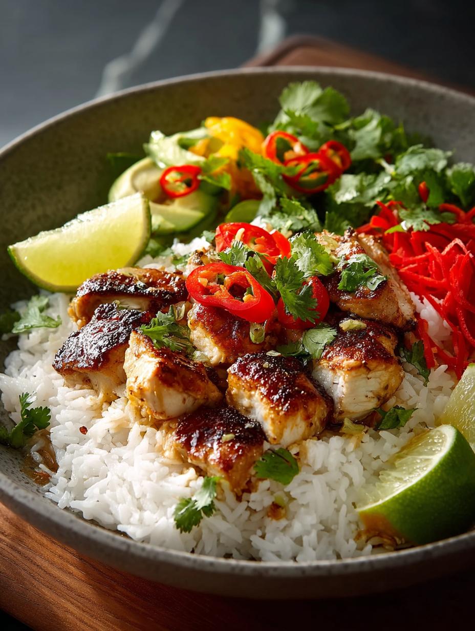 Delicious Coconut Chicken Rice Bowl Recipe for Dinner - Coconut Chicken Rice Bowl - main visual representation